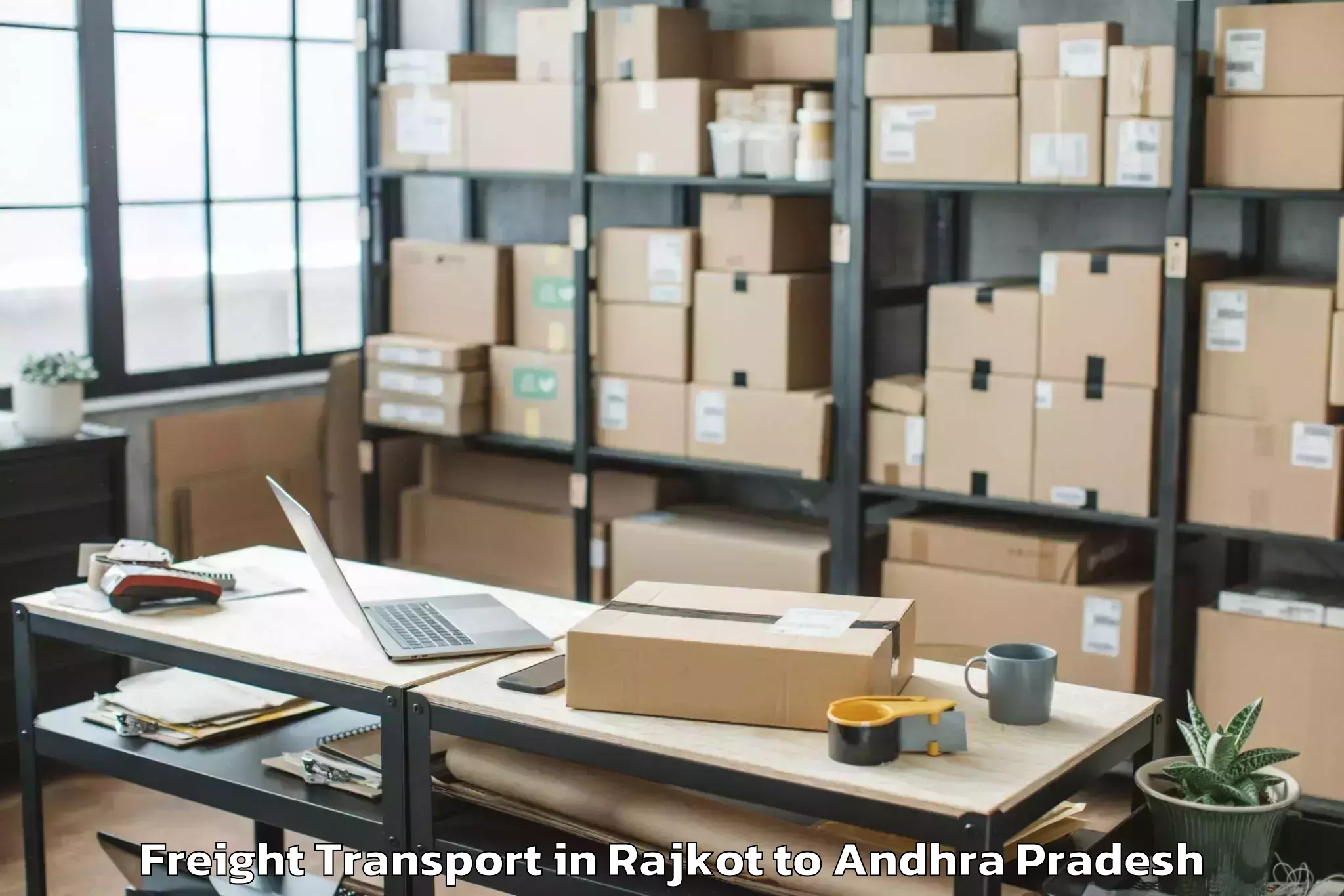 Top Rajkot to Racherla Freight Transport Available